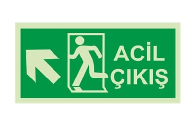Acil Çıkış Sol Üst Ok Lümen