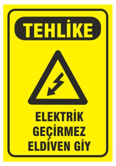 Tehlike Elektrik Geçirmez Eldiven Giy