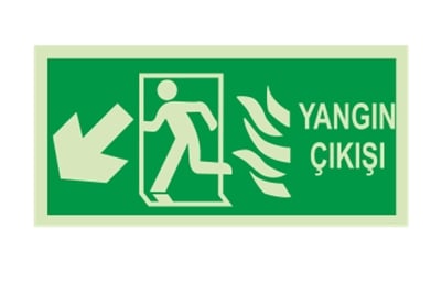 Yangın Çıkışı Sol Aşağı Ok Lümen