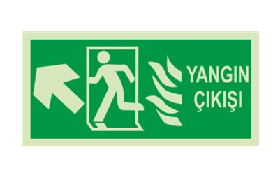 Yangın Çıkışı Sol Üst Ok Lümen