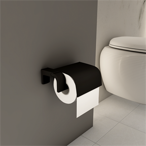 Tema Premium Kapaklı Mat Siyah Tuvalet Kağıtlığı