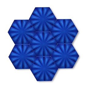 Dekozen Hexagon 15x17 cm Çiçek Kobalt Çatlak Sırlı El Yapımı Seramik