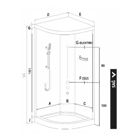 Shower Soft 100x100 cm Oval Kompakt Sistem