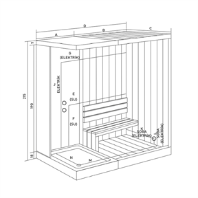 Shower İngo 230x100 cm Kompakt Sauna