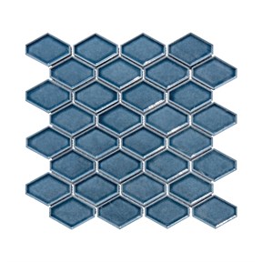 Pukka Tile Clipped Diamond Duman Mavisi Porselen Mozaik