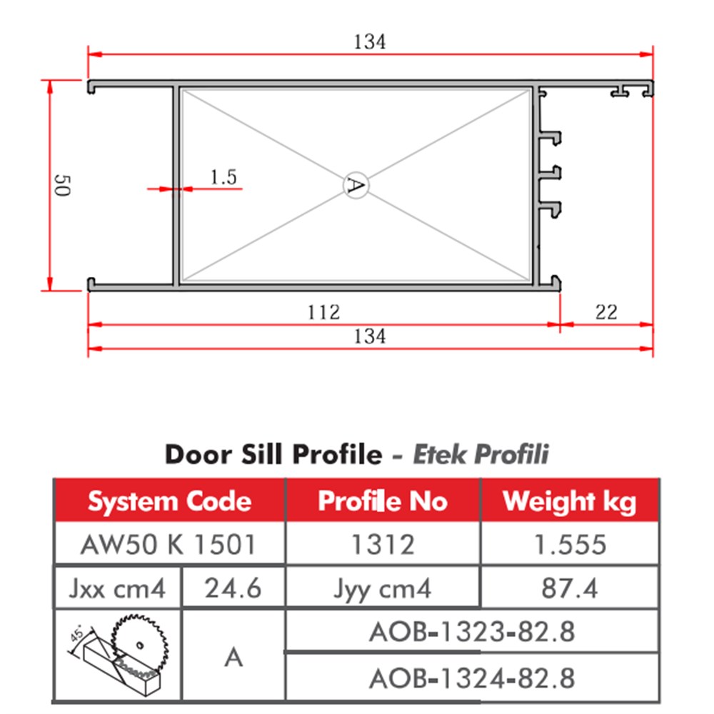 ALUMİNYUM ETEK PROFİLİ  AW50 YALITIMSIZ