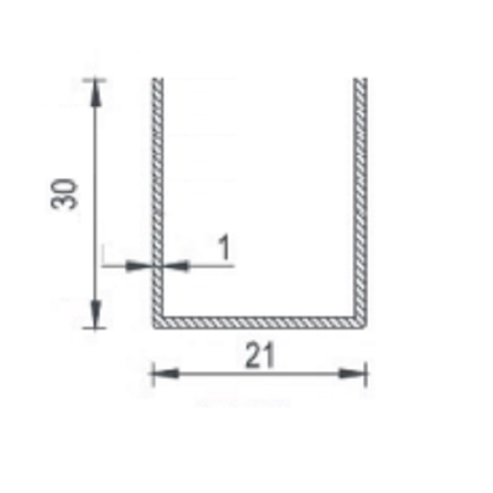 ALUMİNYUM U PROFİL MAT ELOKSAL 2 cm