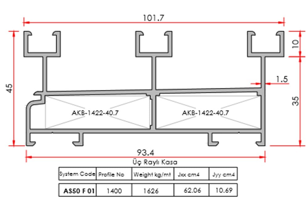 AS50 SÜRME KASA 3 RAYLI