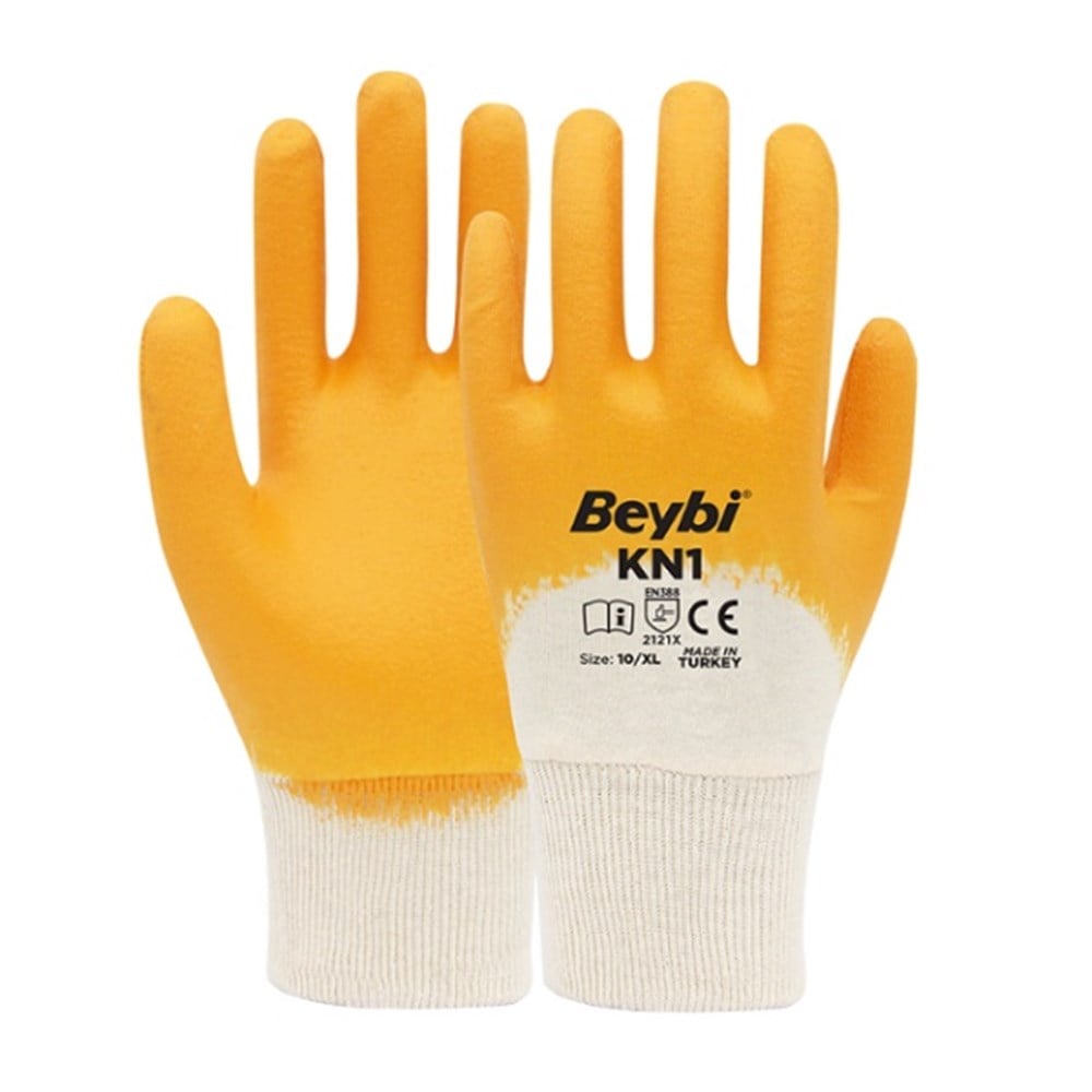BEYBİ NİTRİL POLY ÖRME ELDİVEN BEYAZ SARI KN1