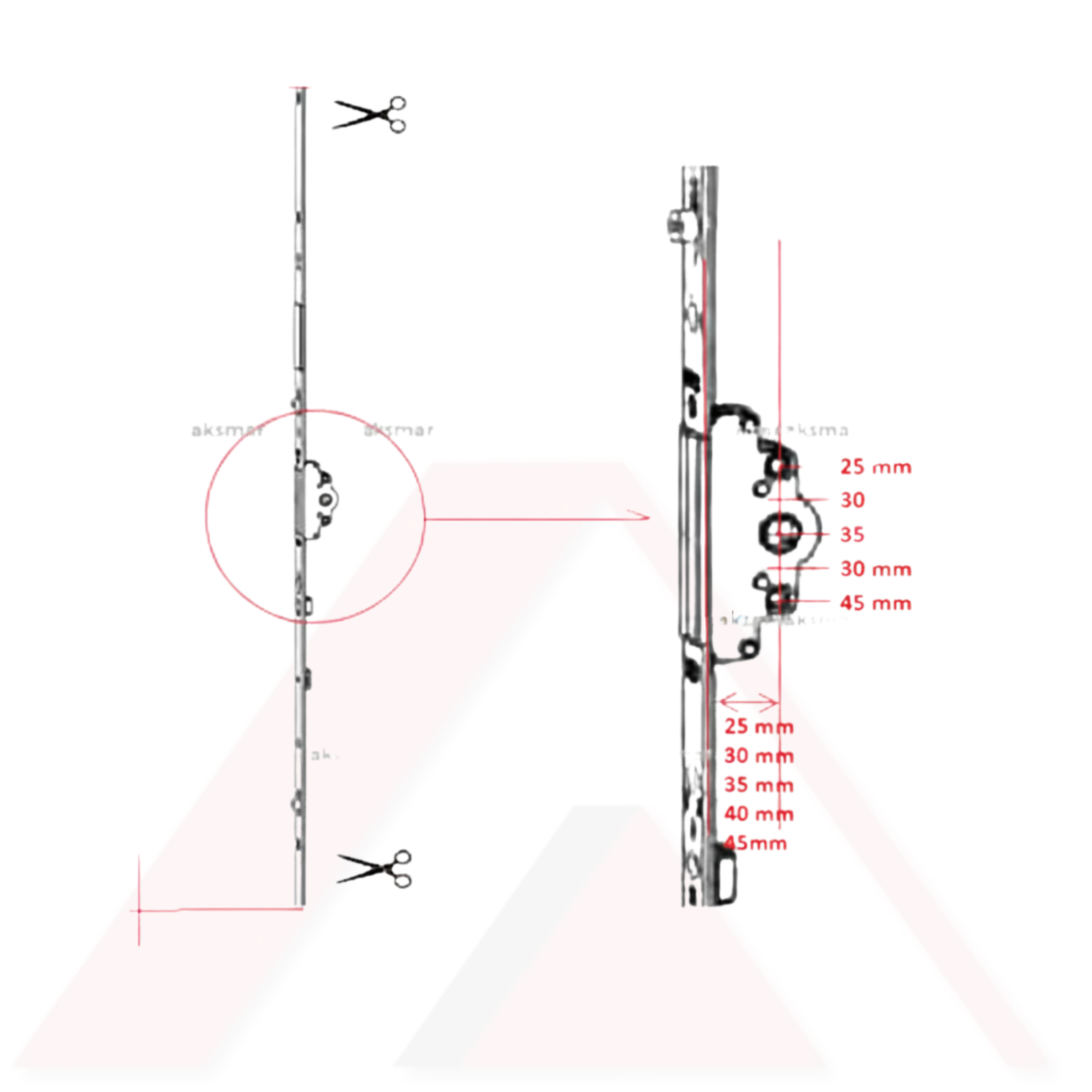 G-U GENİŞ GÖBEKLİ ÇİFT AÇILIM İSPANYOLETİ 1451-1950 mm