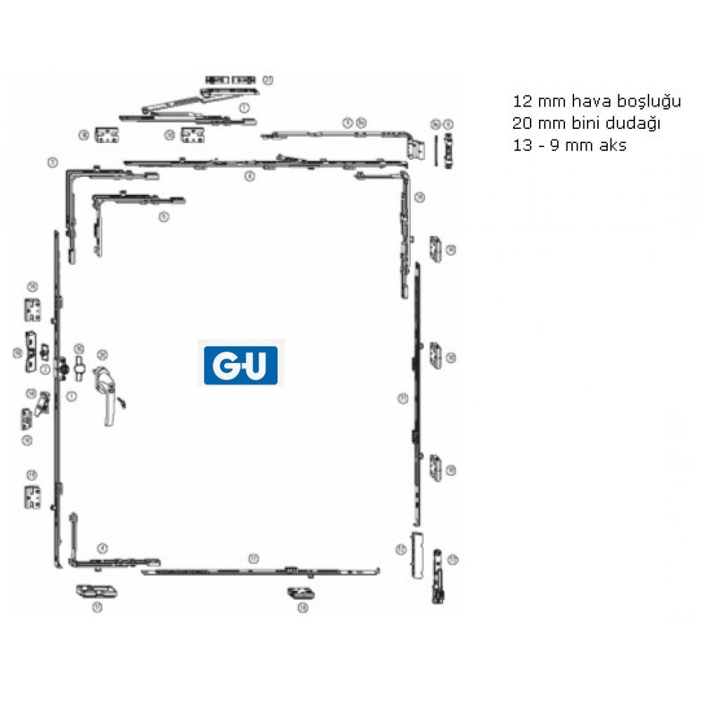 G-U Unijet Çift Açılım Takımı Pvc Doğrama için T&F ÖNCE ÇİFT AÇILIM SONRA TEK AÇILIM Yandan Devirme