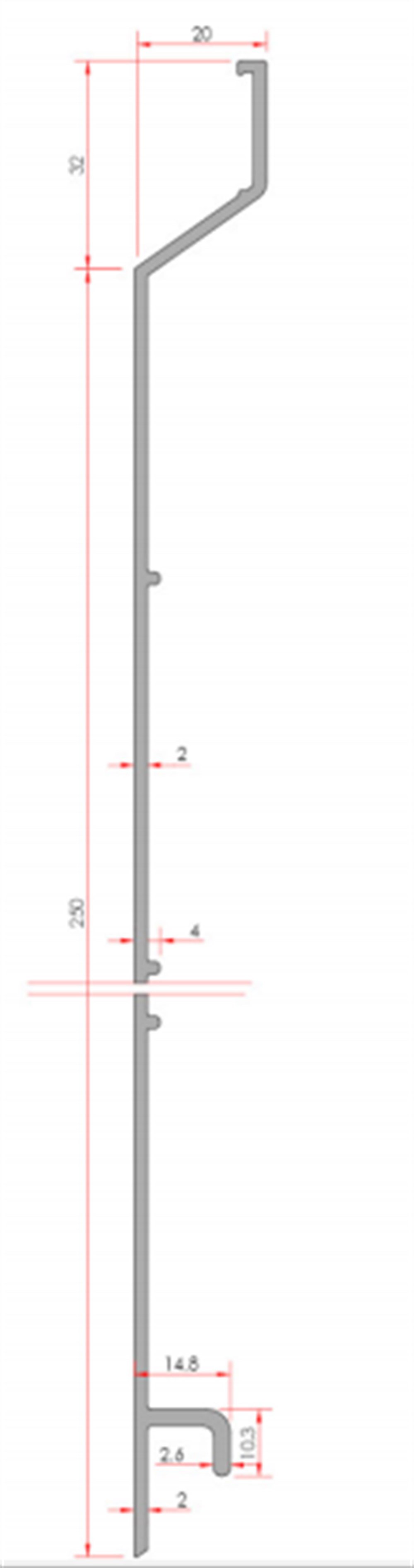 ALUMİNYUM COTTA DÜZ LAMEL PROFİLİ 250 lik