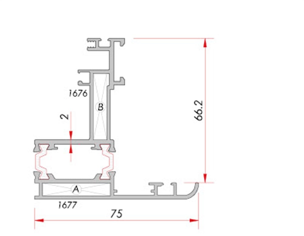 AF68 SKY IŞIKLIK SİSTEMİ PARALEL KANAT İÇİN KASA ALUMİNYUM PROFİL