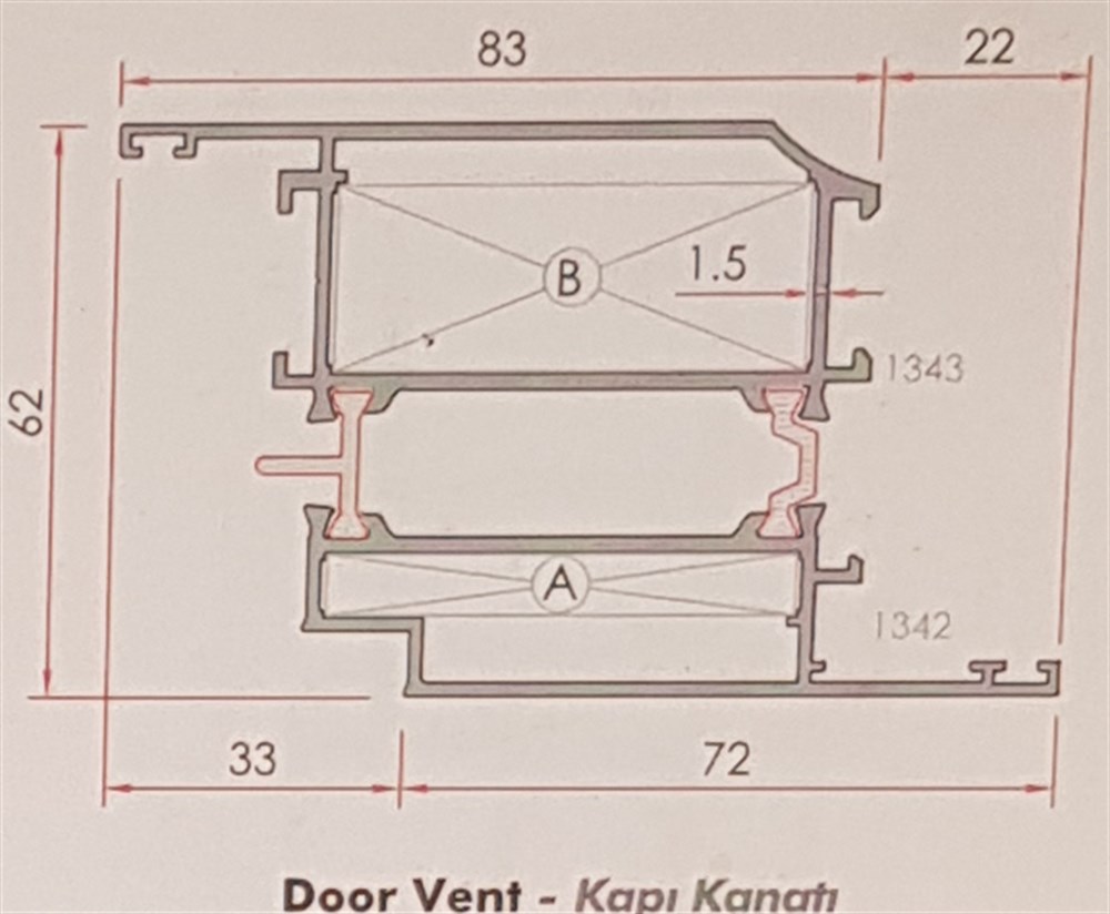 ALUMİNYUM KAPI KANADI 55 LİK SERİ YALITIMLI