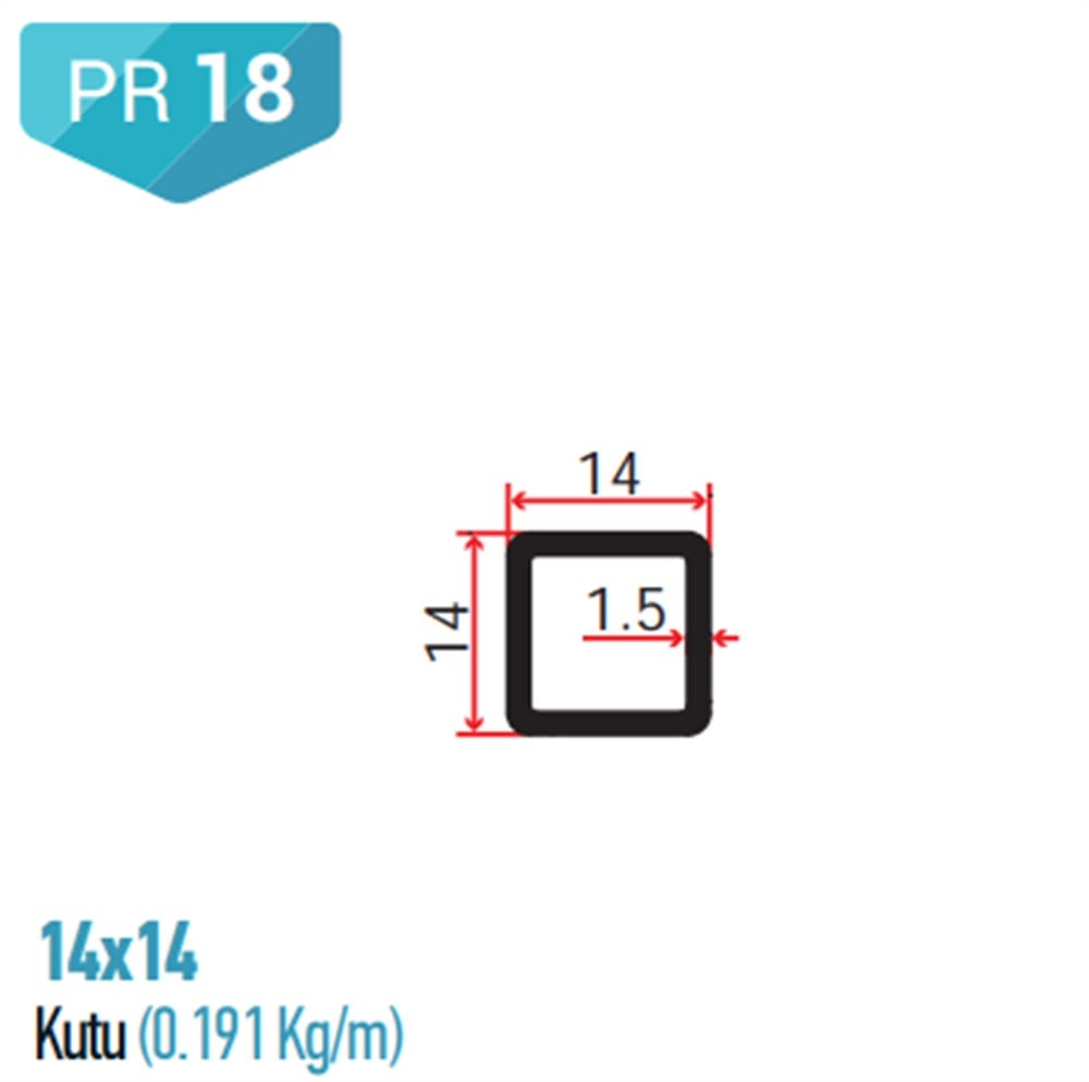14X14 KUTU PROFİL KARE KÜPEŞTE İÇİN 