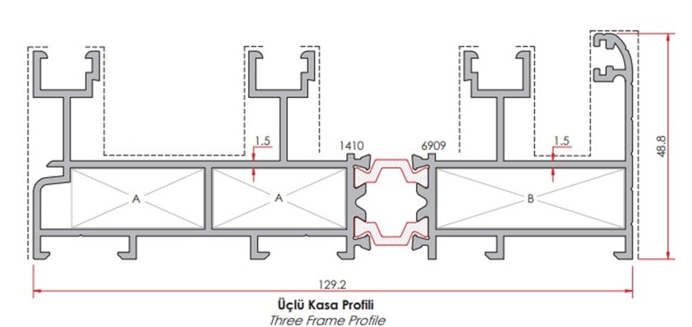 AS82 SÜRME KASA PROFİLİ 3 RAYLI