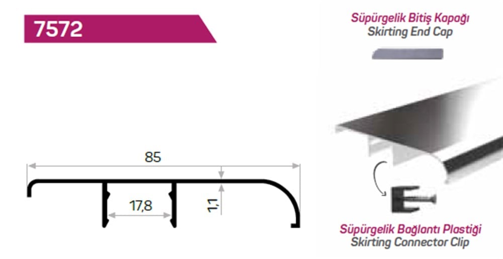 SÜPÜRGELİK PROFİLİ 85 mm OVAL