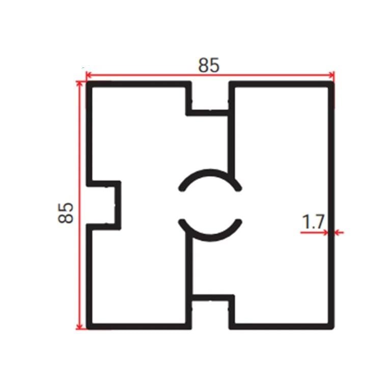 85x85 ÜÇ KANALLI DİKME PROFİL KARE KÜPEŞTE İÇİN