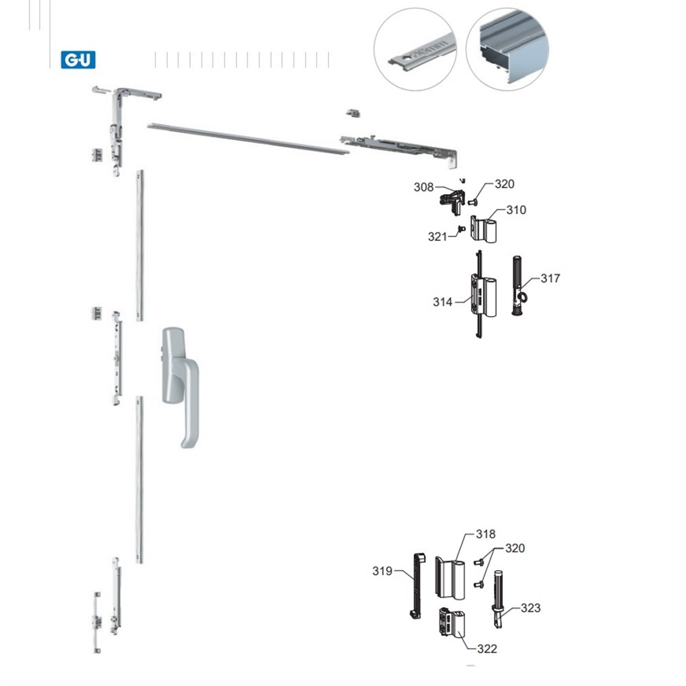 Aluminyum Çift Açılım Takımı Tij Kanallı Sistemlere Göre G-U ALUJET-506