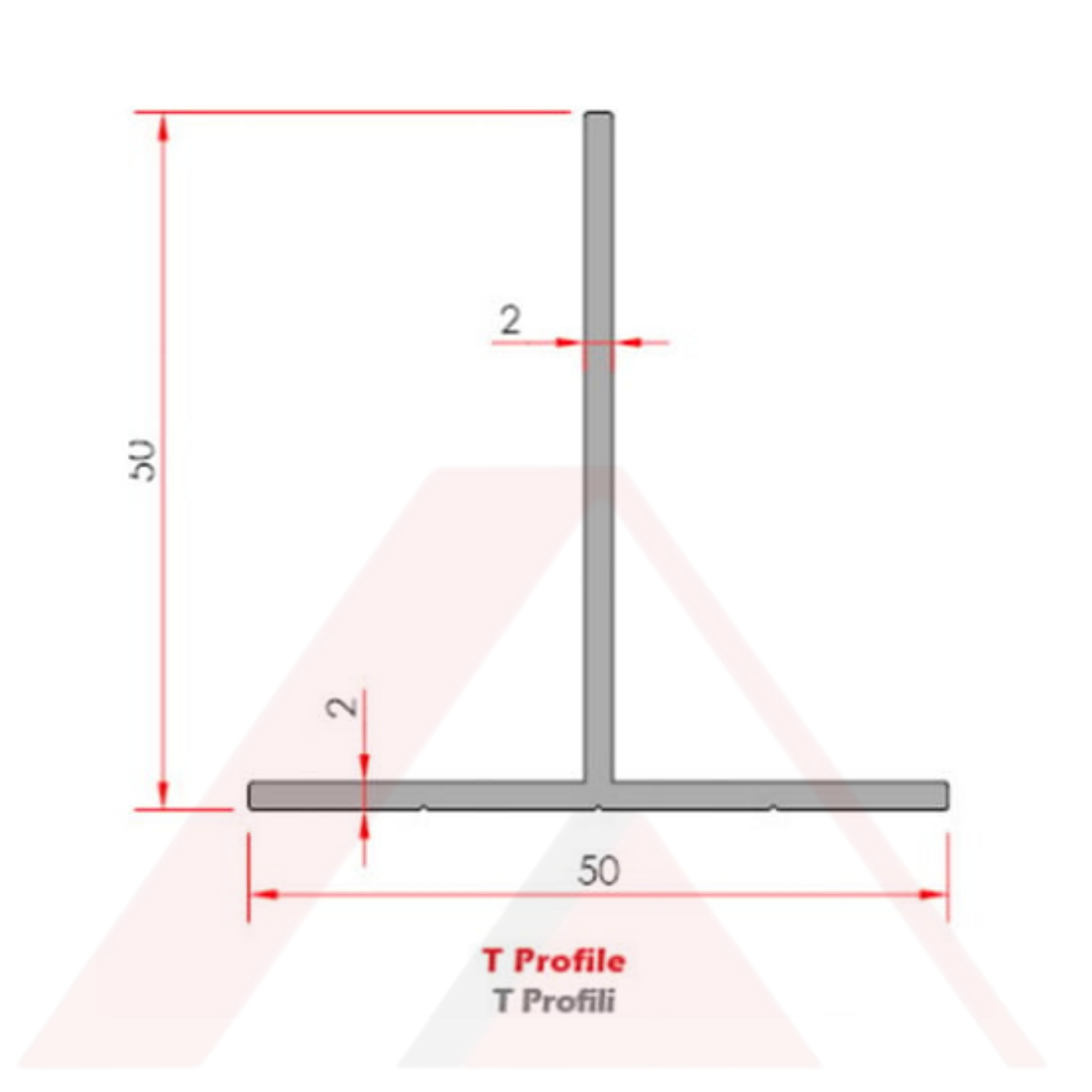 ALUMİNYUM COTTA T PROFİLİ 
