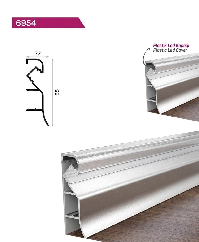 ALUMİNYUM LED KANALLI SÜPÜRGELİK PROFİLİ