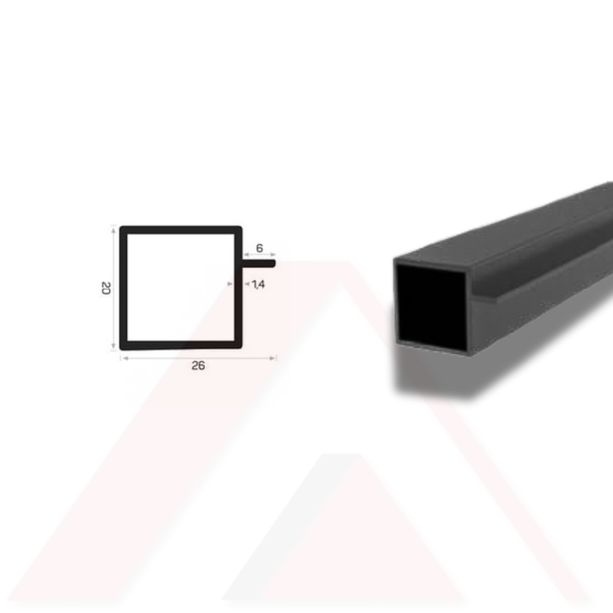 ALUMİNYUM RAF KUTU PROFİLİ 20X20 mm YATAY CAM