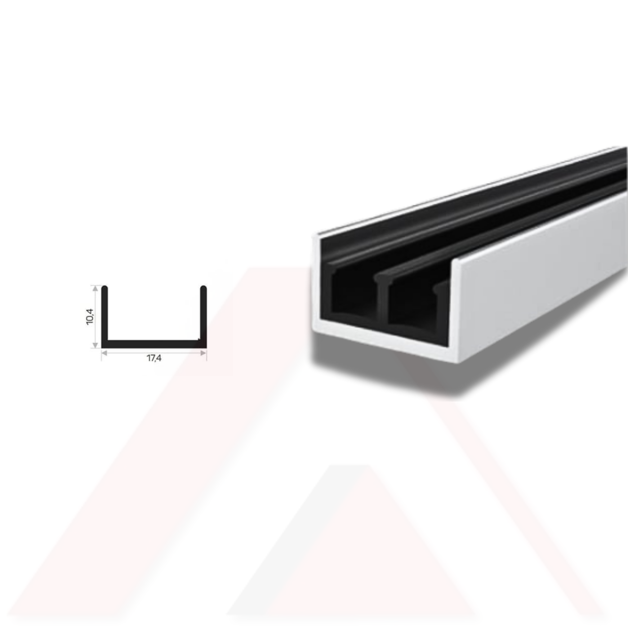 ALUMİNYUM RAF U  PROFİLİ 17,4X10,4 CAM YATAĞI