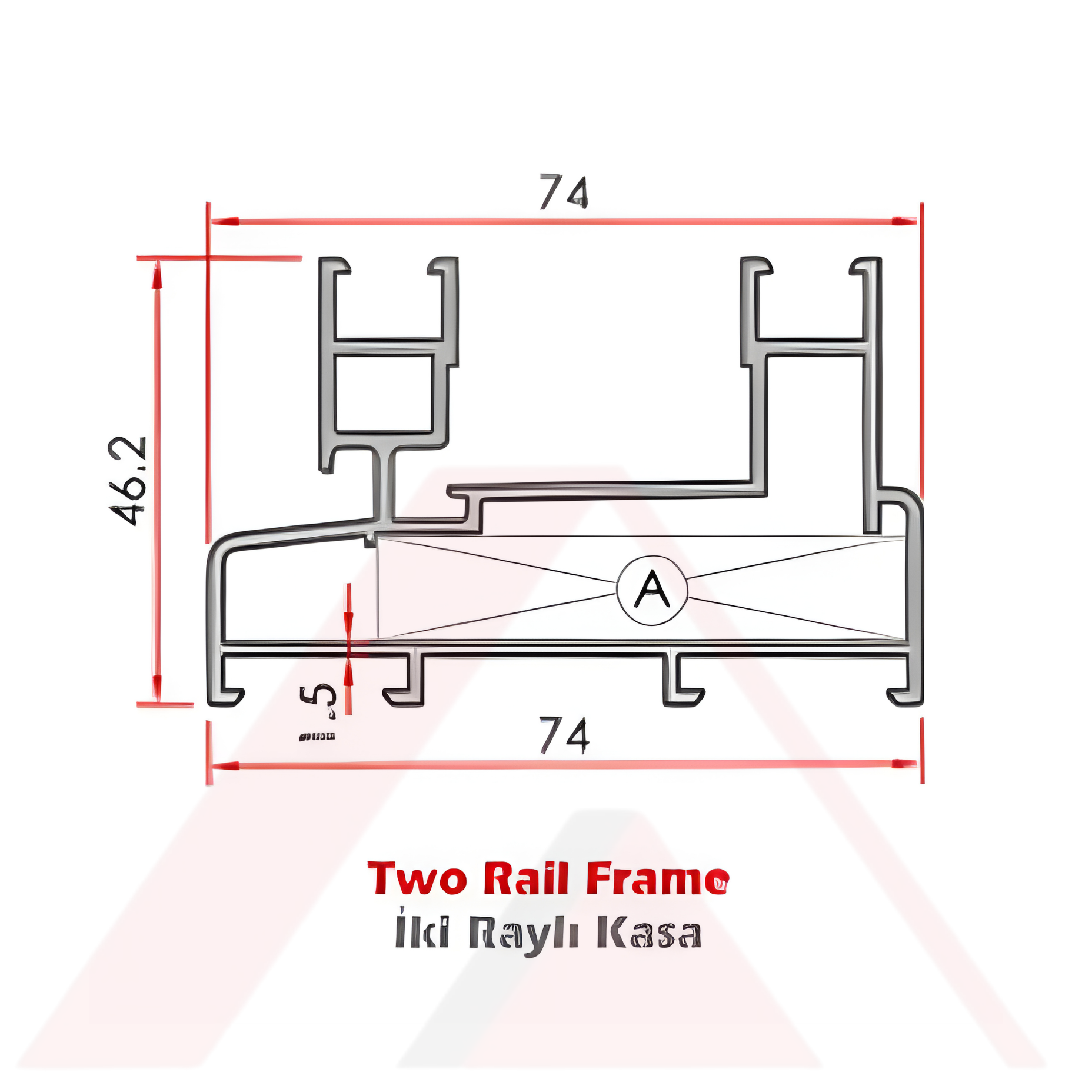 AS50 SÜRME KASA PROFİLİ 2 RAYLI 