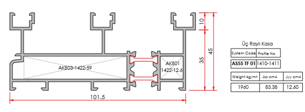 AS55 SÜRME KASA 3 RAYLI 