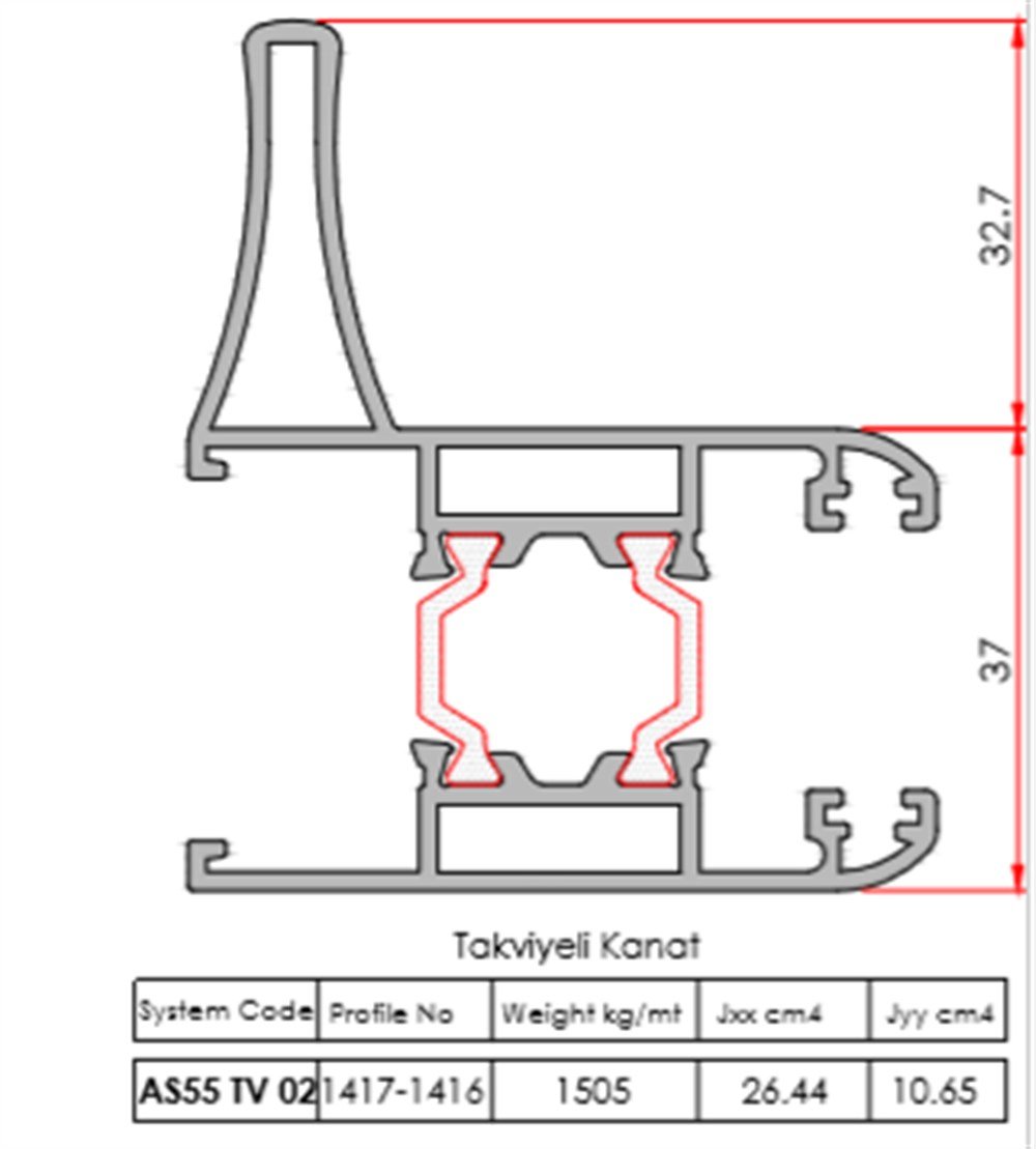AS55 TAKVİYELİ ALIN KİLİT PROFİLİ 