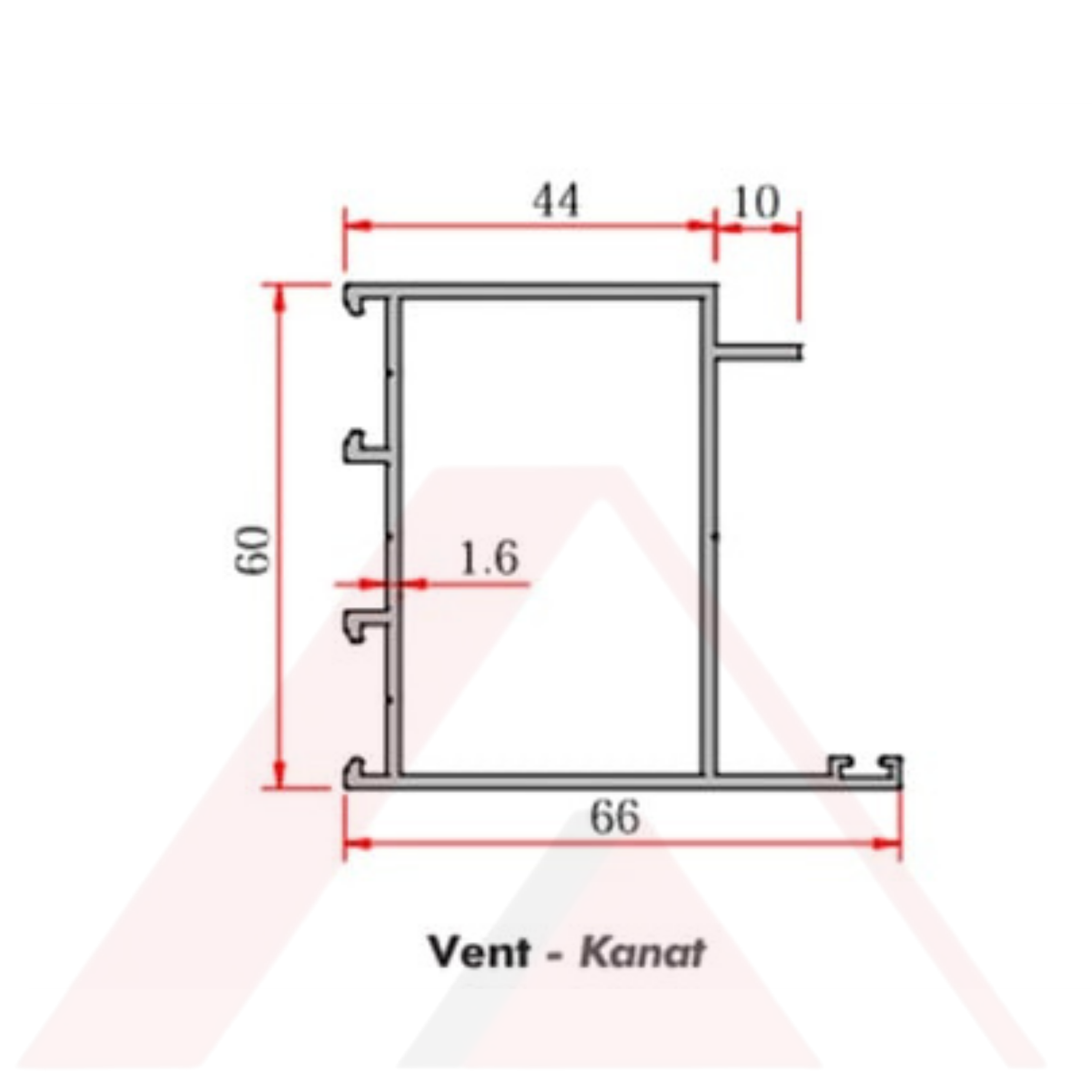 C60 ALUMİNYUM KAPI KANAT PROFİLİ