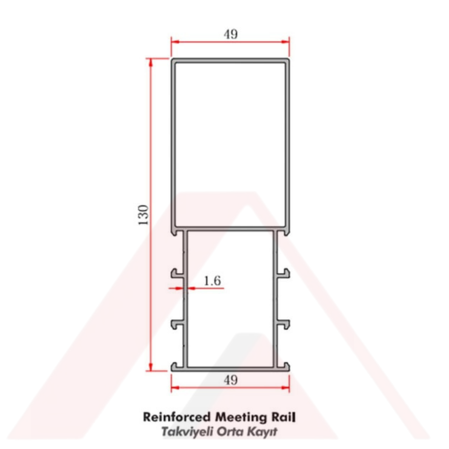 C60 ALUMİNYUM TAKVİYELİ ORTA KAYIT PROFİLİ