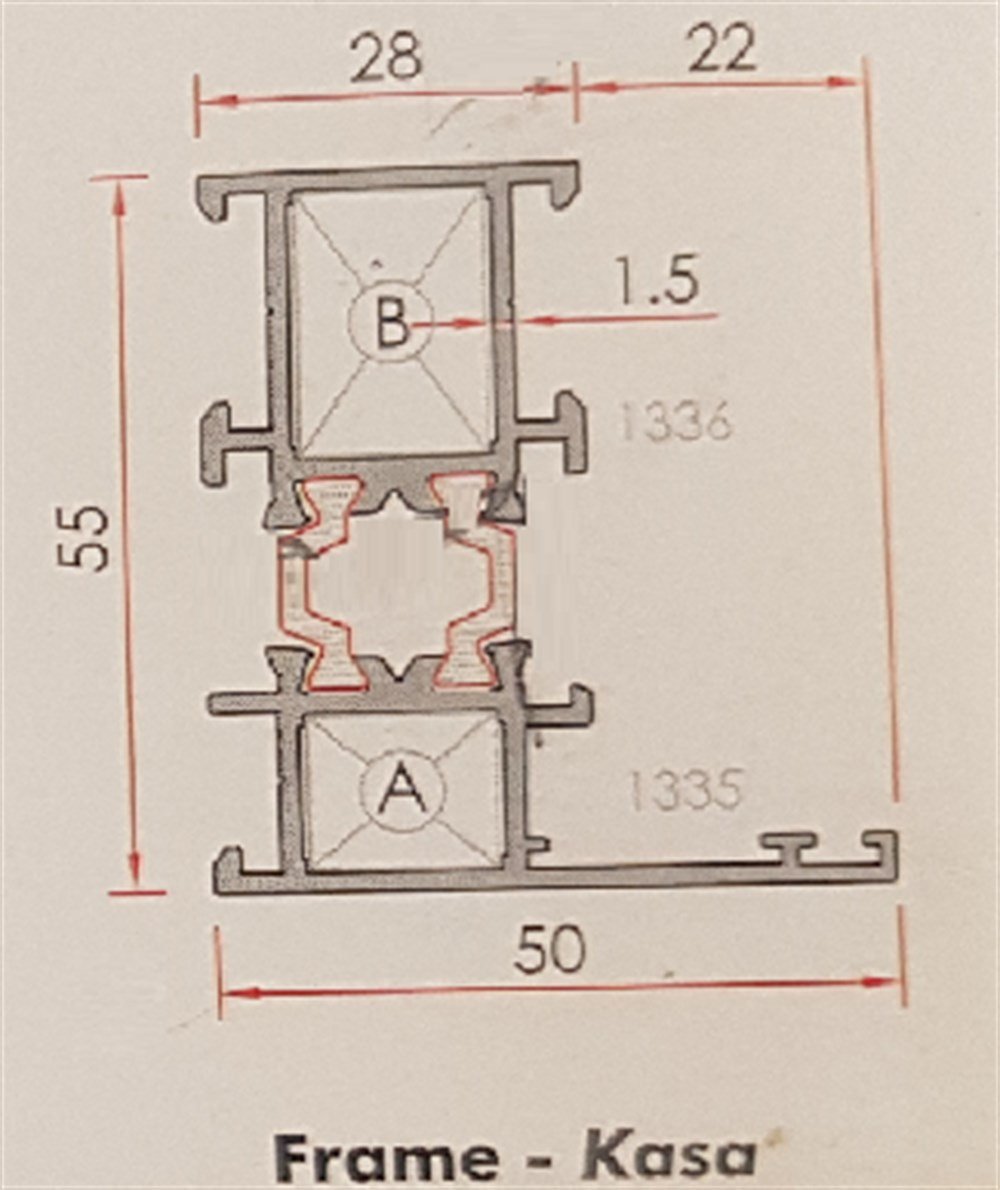 ALUMİNYUM KASA PROFİLİ DAR 55 LİK SERİ