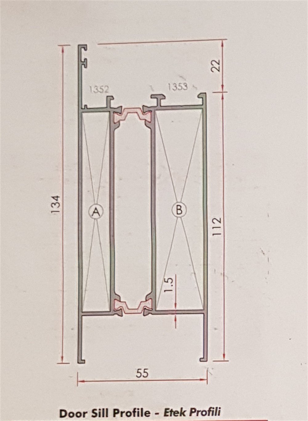 ALUMİNYUM ETEK PROFİLİ 13,4 BAZA  55 LİK SERİ YALITIMLI