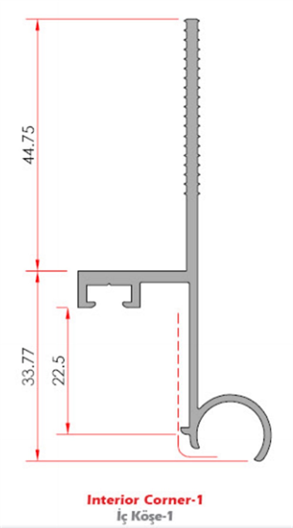 ALUMİNYUM COTTA İÇ KÖŞE PROFİLİ 1189