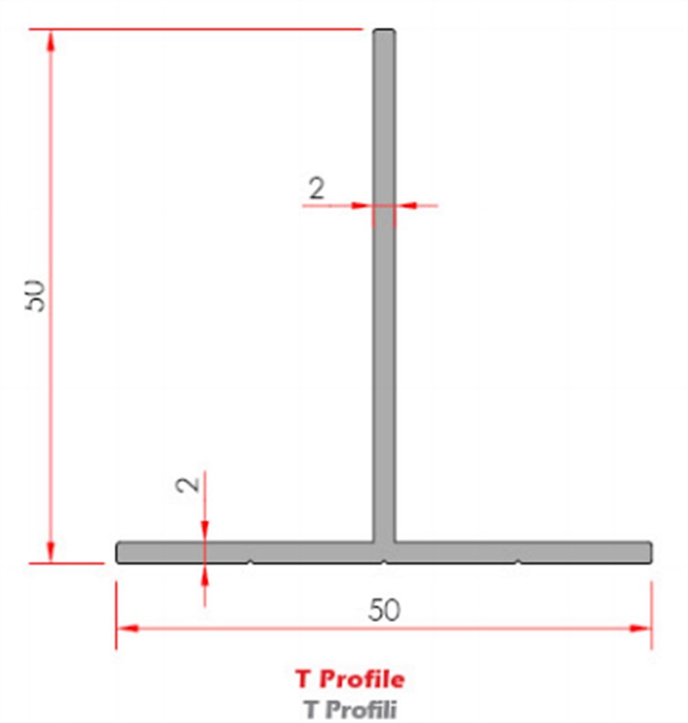 ALUMİNYUM COTTA T PROFİLİ 