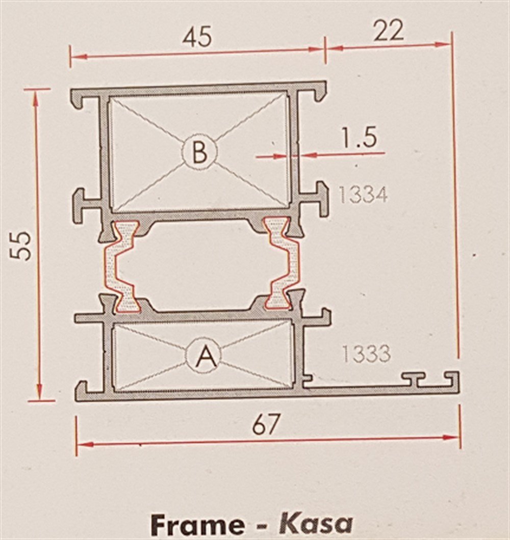 ALUMİNYUM KASA PROFİLİ  55 LİK SERİ