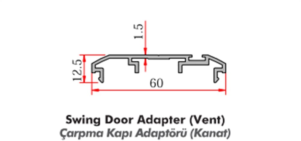 C60 ALUMİNYUM  ÇARPMA KAPI KANAT ADAPTÖR PROFİLİ