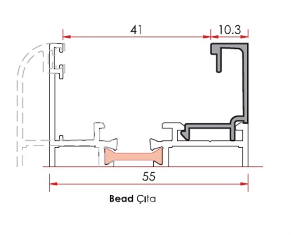 ALUMİNYUM SİSTEM ÇITA PROFİLİ 10,3 mm 
