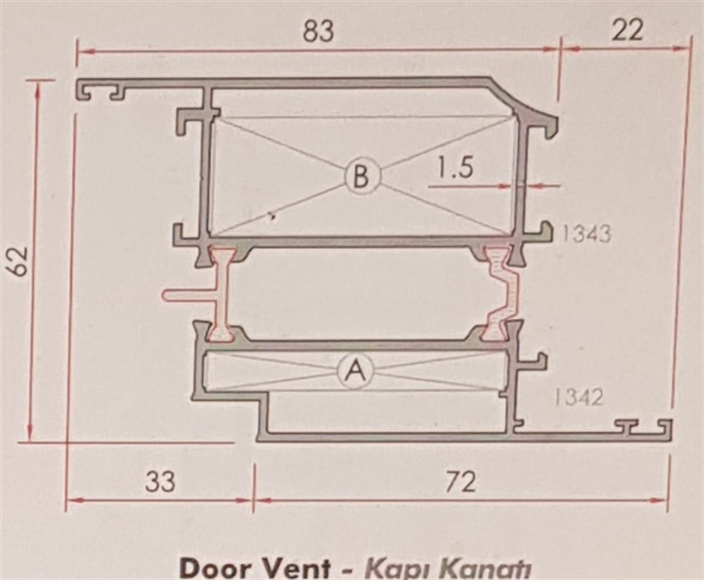 ALUMİNYUM KAPI KANADI 55 LİK SERİ YALITIMLI