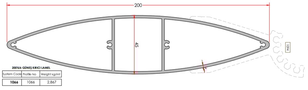 GÜNEŞ KIRICI PROFİLİ 200 mm