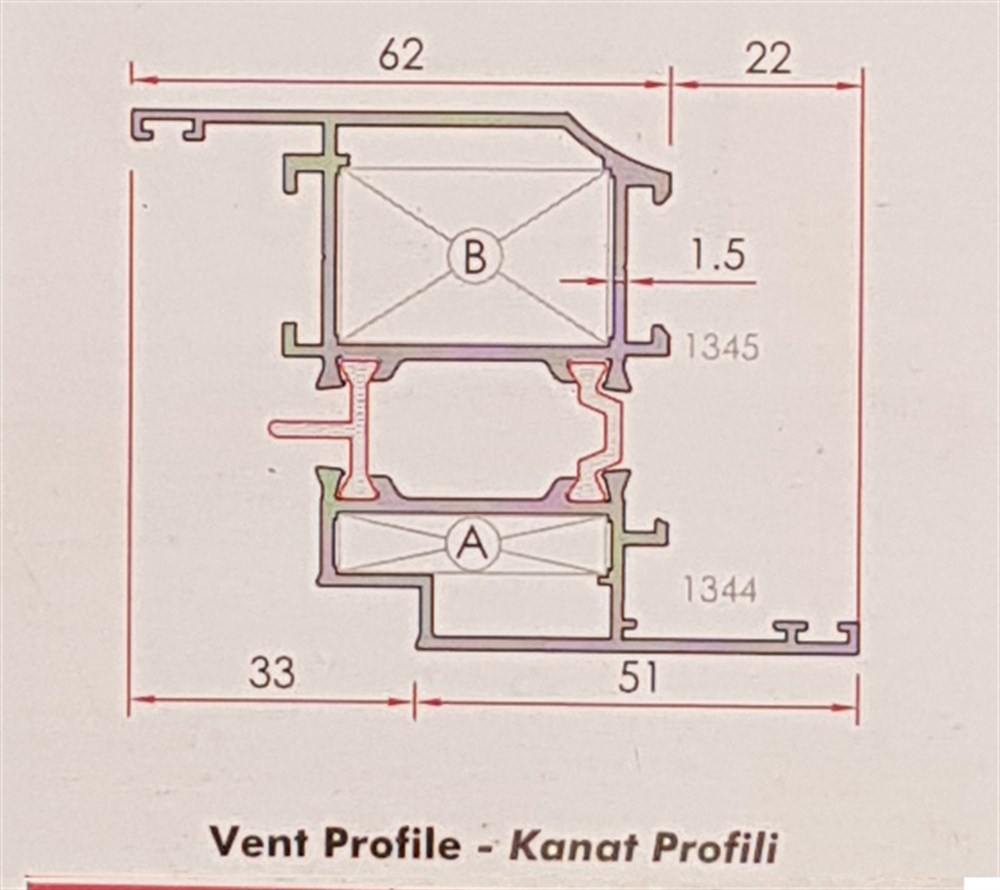 ALUMİNYUM PENCERE KANADI GENİŞ 55 LİK SERİ YALITIMLI