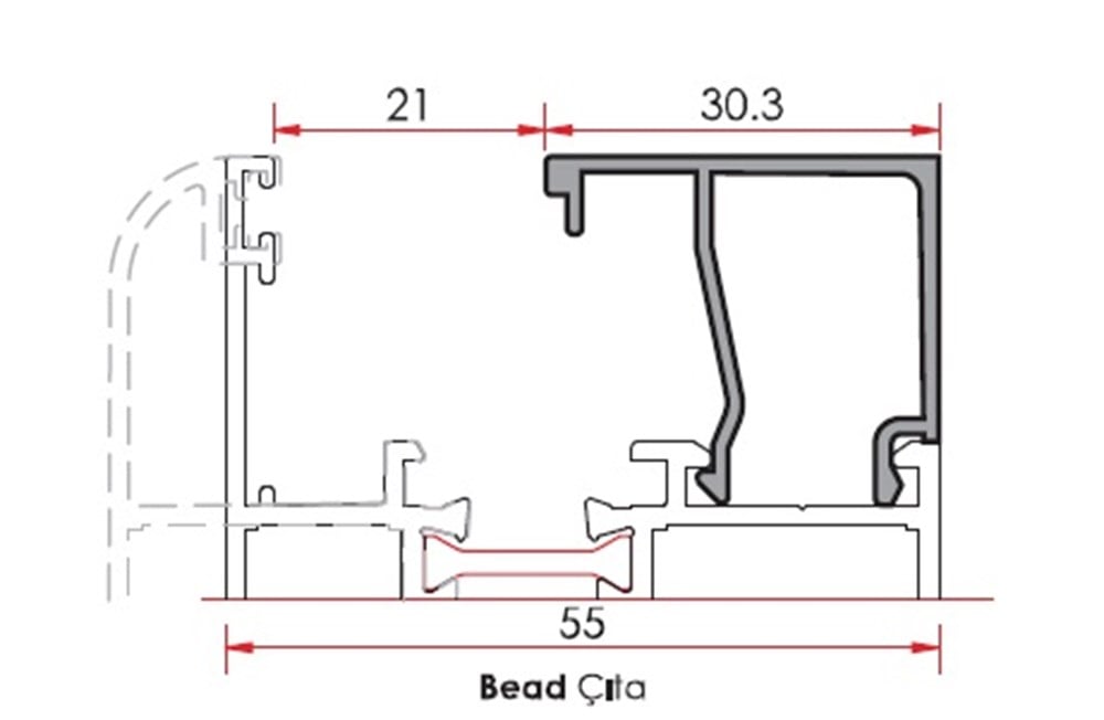 ALUMİNYUM SİSTEM ÇITA PROFİLİ 30,3 mm 