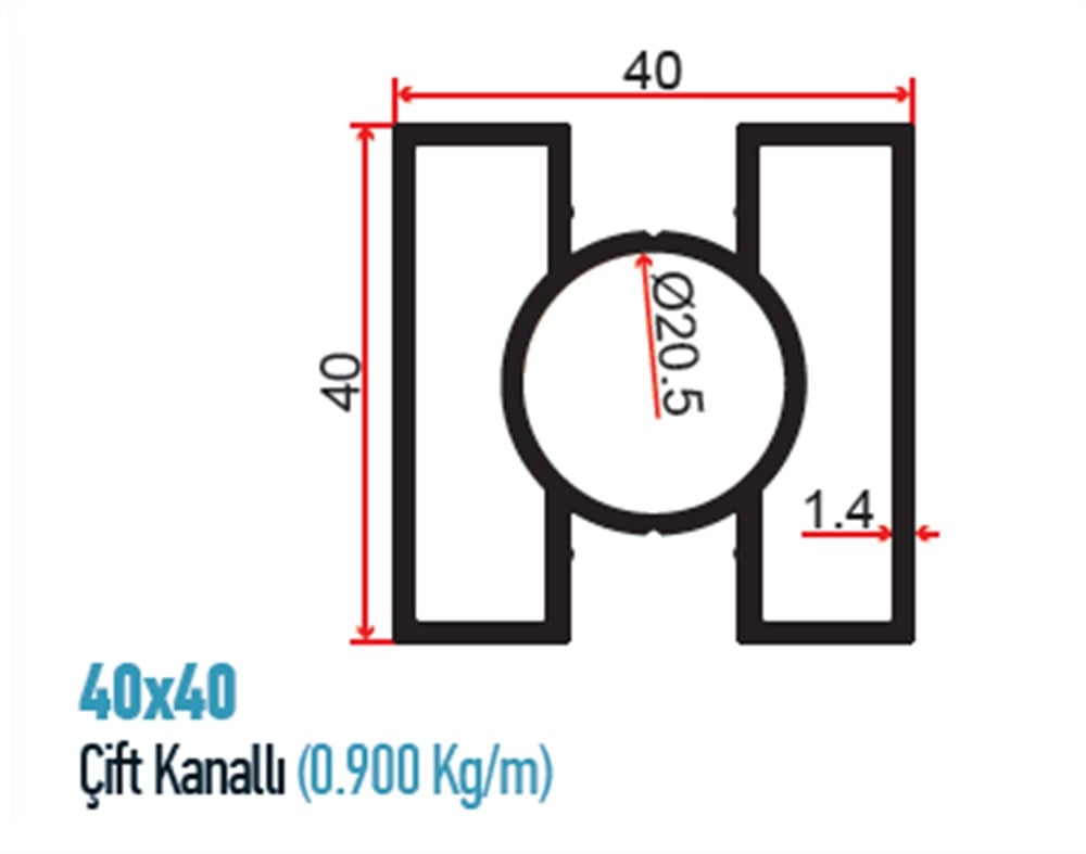 ÇİFT KANALLI DİKME PROFİLİ  PR07