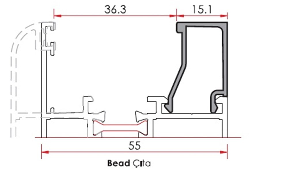 ALUMİNYUM SİSTEM ÇITA PROFİLİ 15,1 mm 