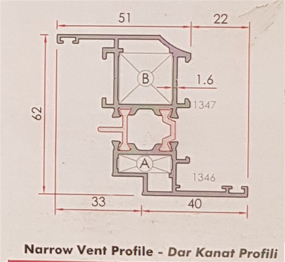 ALUMİNYUM PENCERE KANADI 55 LİK SERİ YALITIMLI