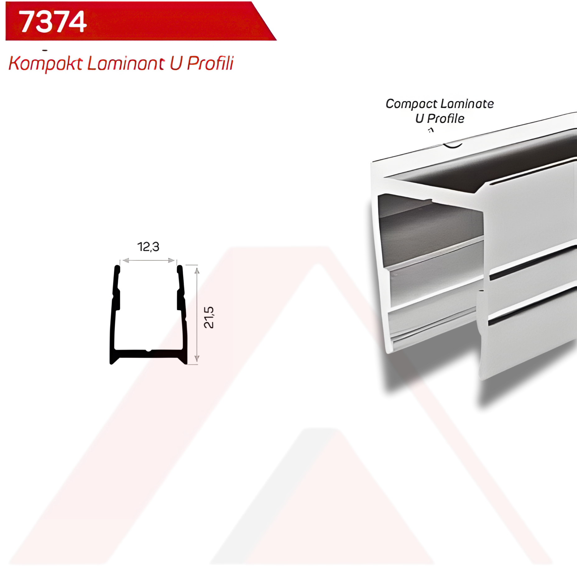KOMPAK LAMİNAT ALUMİNYUM U KANAL PROFİLİ 