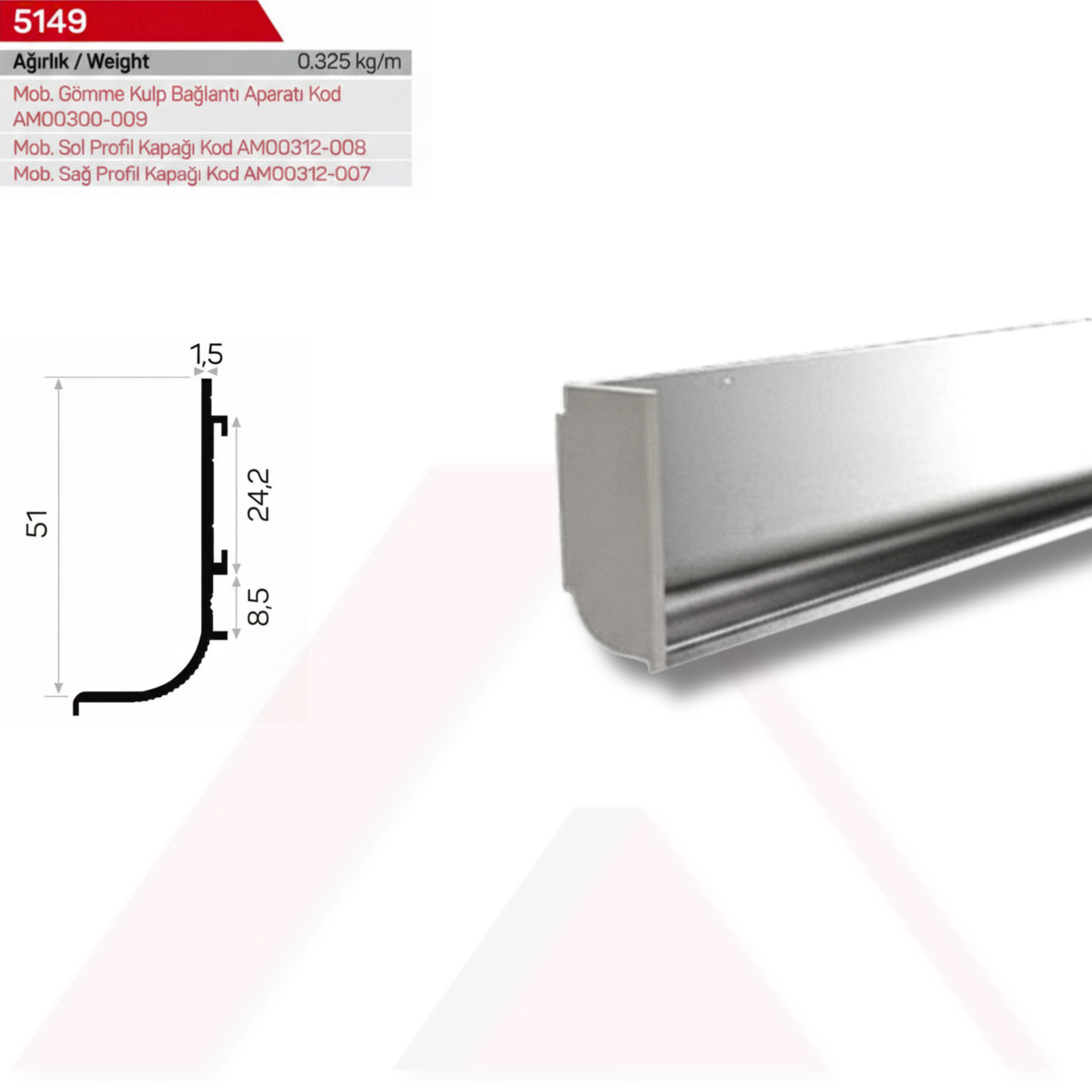 MOBİLYA KULP PROFİLİ 5149