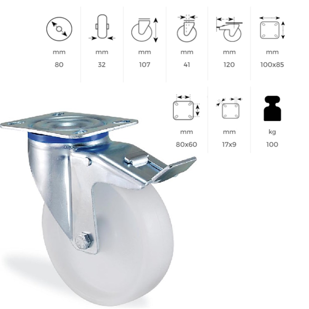 ORTA SANAYİ YÜK TAŞIMA TEKERİ OYNAR TAB.80 MM 3302MMB80