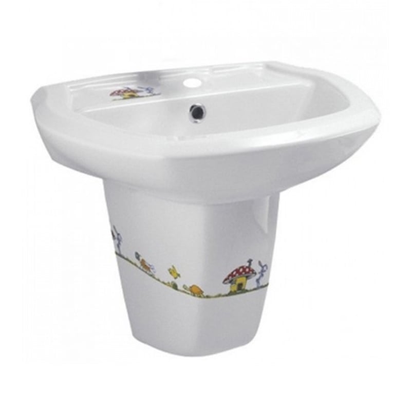 SEREL ÇOCUK MANTAR DEKORLU LAVABO 40x50 cm ve YARIM AYAK